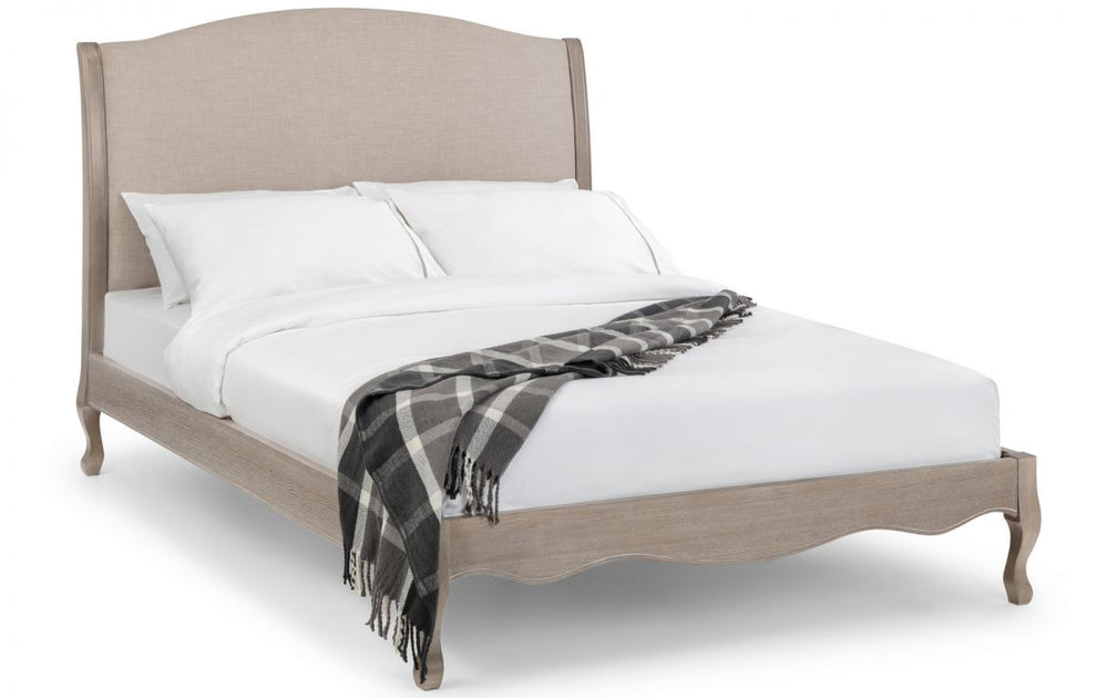 Linen covered online bed frame