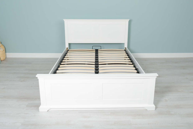 Chilgrove Bright White Ottoman Storage Bed Frame - 4ft6 Double - The Oak Bed Store
