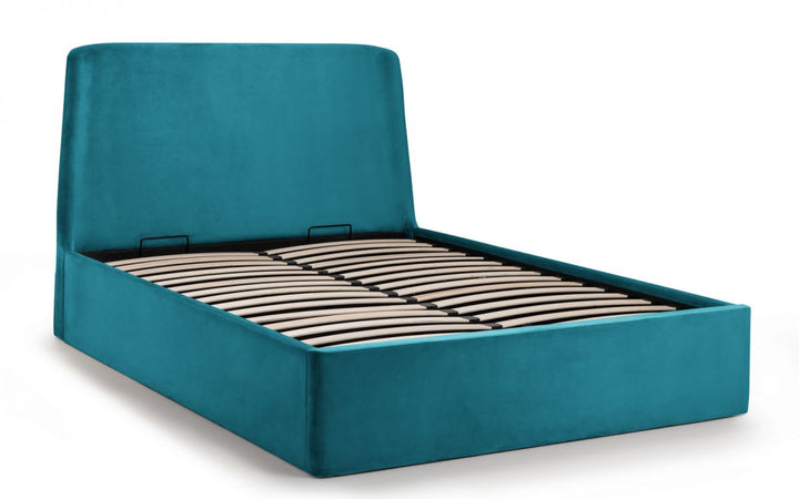 Friya Velvet Fabric Ottoman Storage Bed Frame - 5ft King Size - The Oak Bed Store