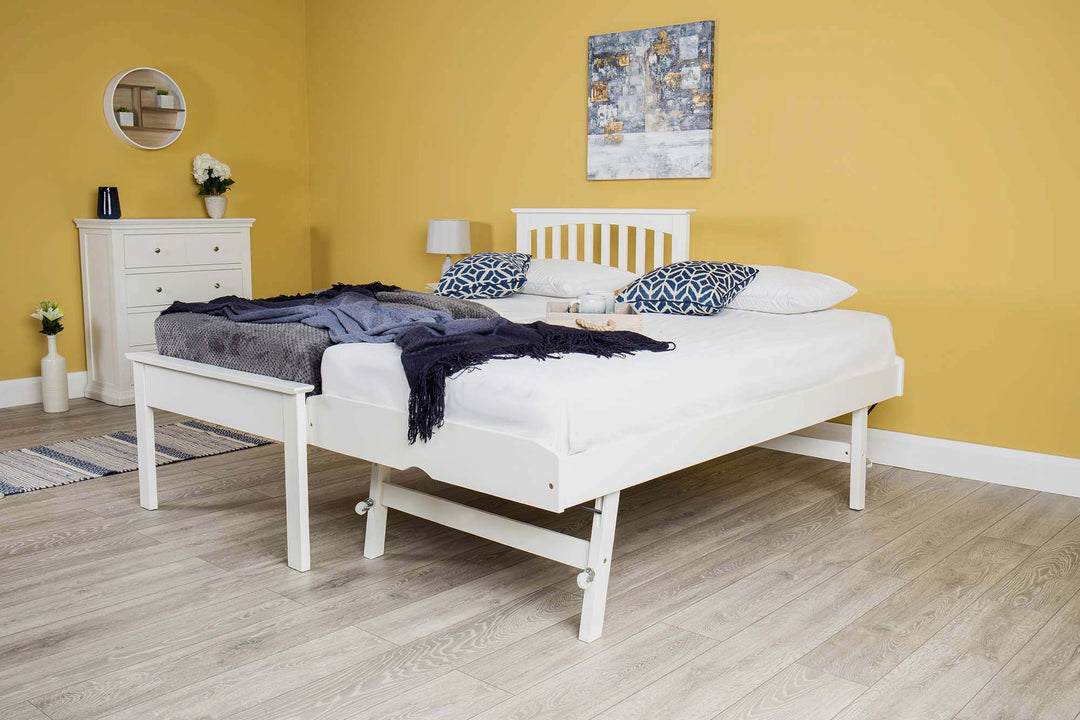 Heywood Soft White Solid Wood Guest Bed (Low Foot End) - 3ft Single - The Oak Bed Store