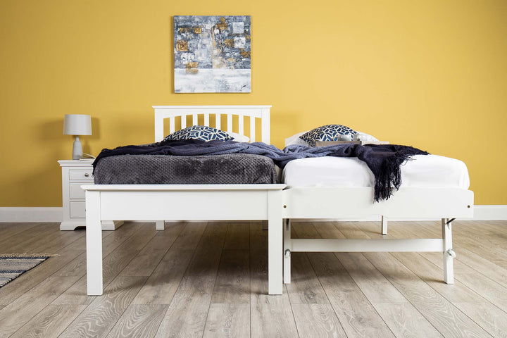 Heywood Soft White Solid Wood Guest Bed (Low Foot End) - 3ft Single - The Oak Bed Store