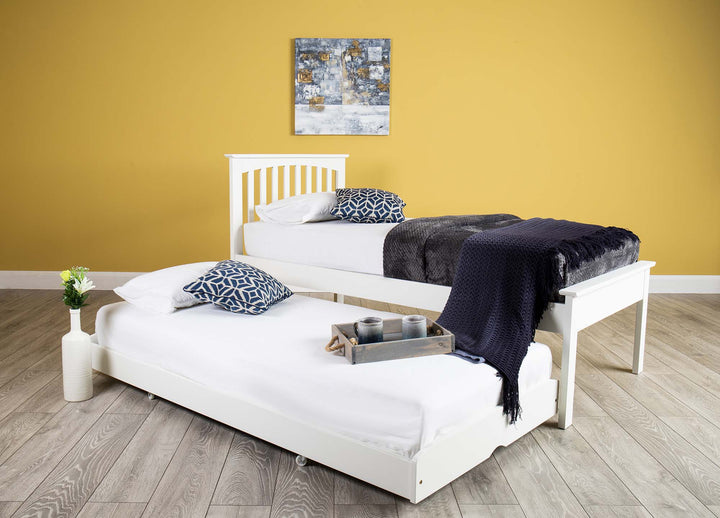 Heywood Soft White Solid Wood Guest Bed (Low Foot End) - 3ft Single - The Oak Bed Store