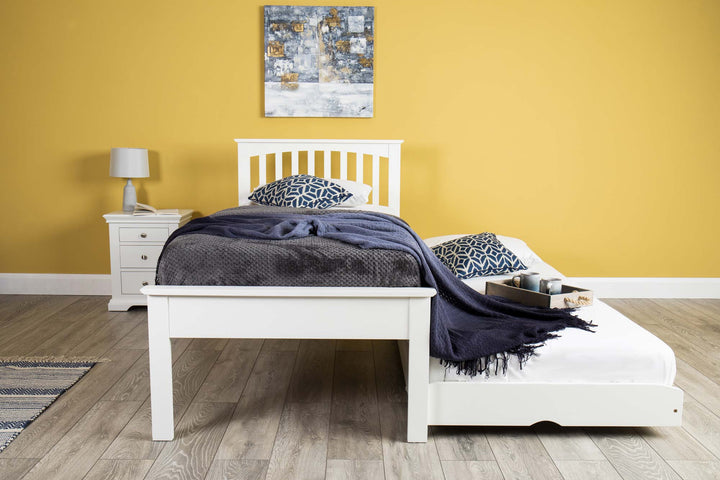 Heywood Soft White Solid Wood Guest Bed (Low Foot End) - 3ft Single - The Oak Bed Store
