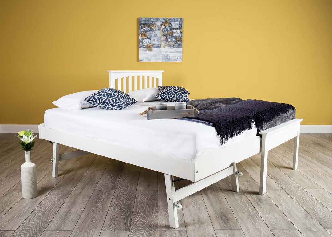 Heywood Soft White Solid Wood Guest Bed (Low Foot End) - 3ft Single - The Oak Bed Store