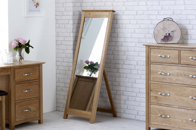 Natural Oak Cheval Mirror - The Oak Bed Store