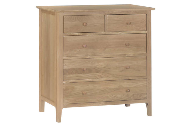 New Thornton Natural Oak 2 Over 3 Chest of Drawers - The Oak Bed Store