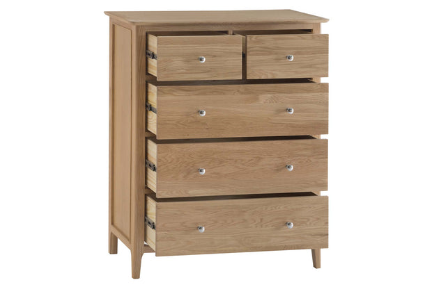 New Thornton Natural Oak Large 2 Over 3 Chest of Drawers - The Oak Bed Store