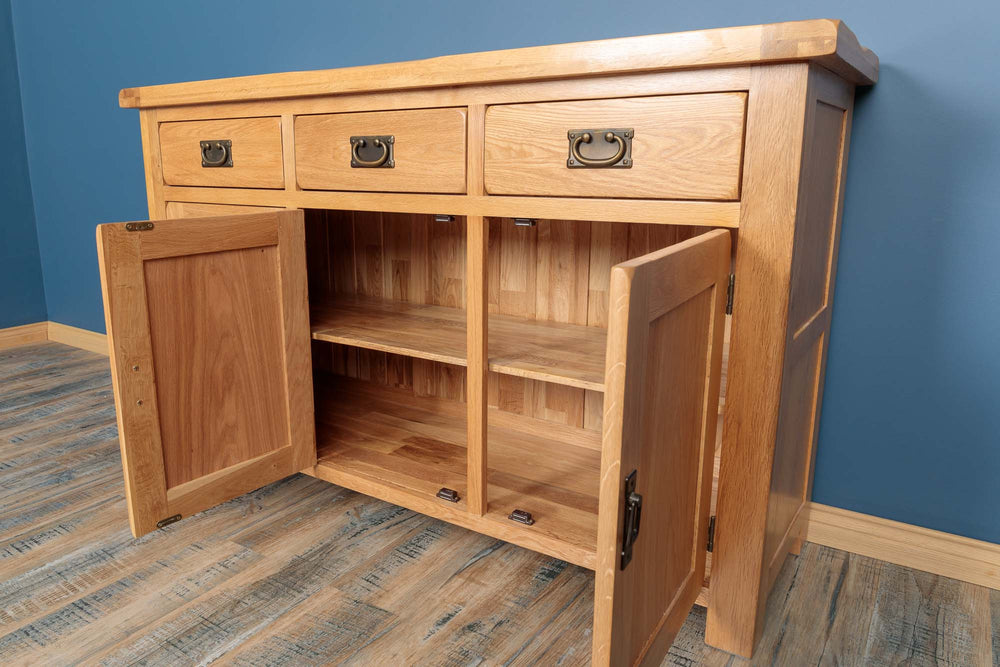 Newbury Natural Solid Oak Large Sideboard - The Oak Bed Store