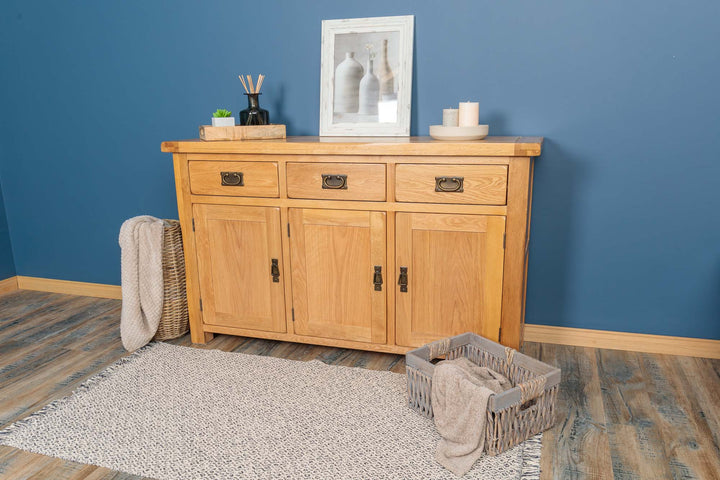 Newbury Natural Solid Oak Large Sideboard - The Oak Bed Store