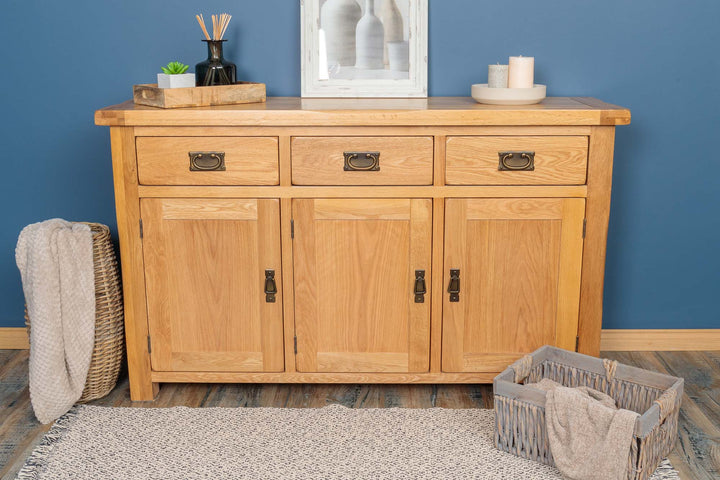 Newbury Natural Solid Oak Large Sideboard - The Oak Bed Store