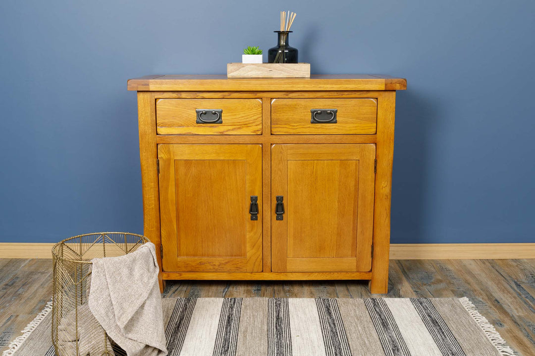 Newbury Rustic Solid Oak Small Sideboard - The Oak Bed Store