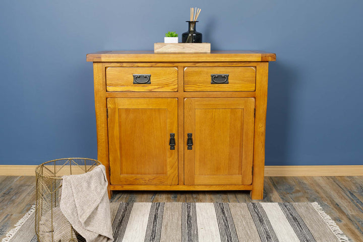 Newbury Rustic Solid Oak Small Sideboard - The Oak Bed Store