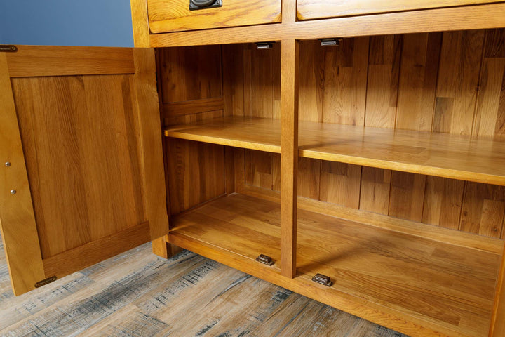 Newbury Rustic Solid Oak Small Sideboard - The Oak Bed Store