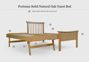 Portman Solid Natural Oak Guest Bed - 3ft Single - The Oak Bed Store