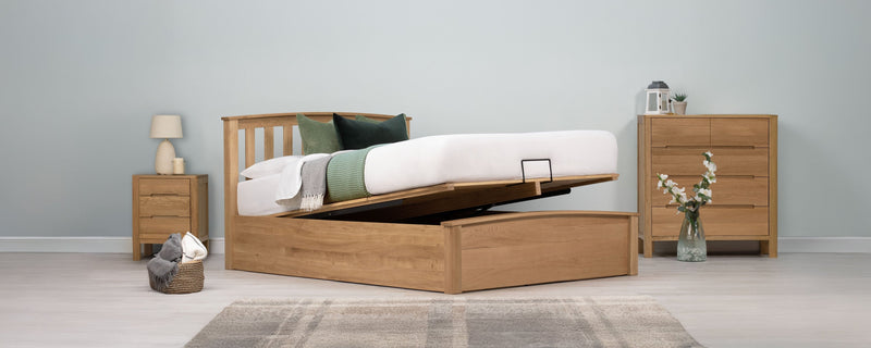 Solid Oak Ottoman Beds - The Oak Bed Store