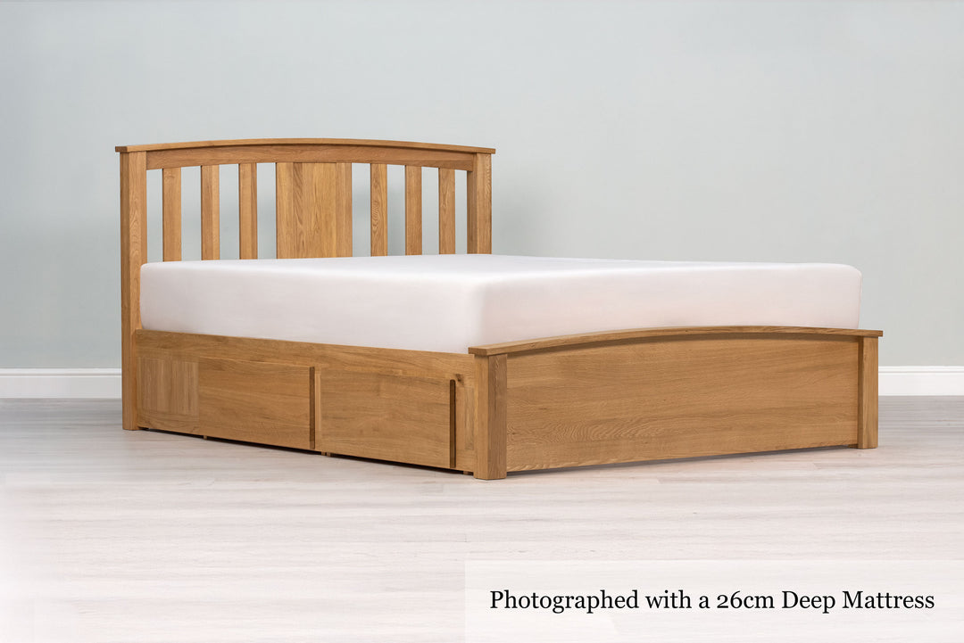 Royal Ascot Solid Natural Oak Storage Bed Frame - 5ft King Size - The Oak Bed Store