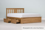 Wimbledon Solid Natural Oak Storage Bed Frame - 4ft6 Double - The Oak Bed Store