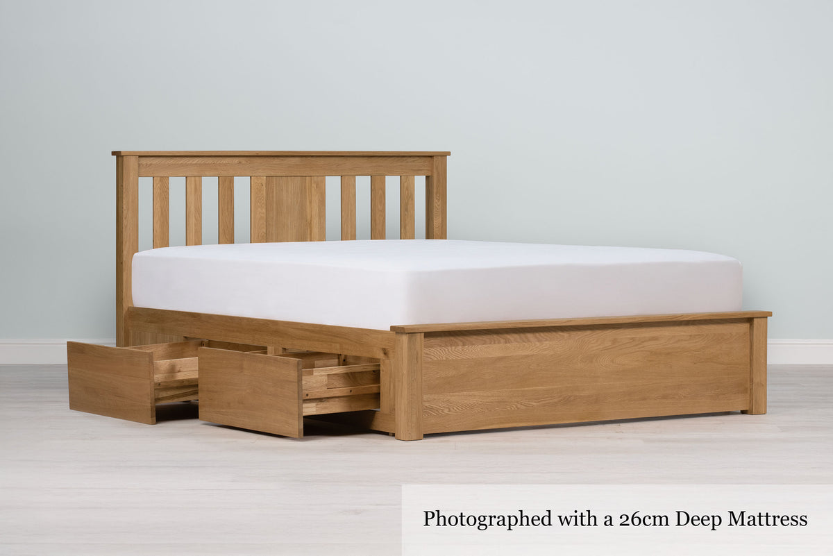 Wimbledon Solid Natural Oak Storage Bed Frame - 5ft King Size - The Oak Bed Store