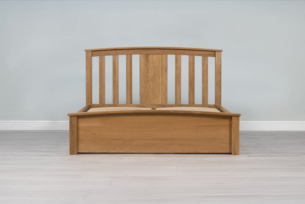 Royal Ascot Solid Natural Oak Storage Bed Frame - 4ft6 Double - The Oak Bed Store