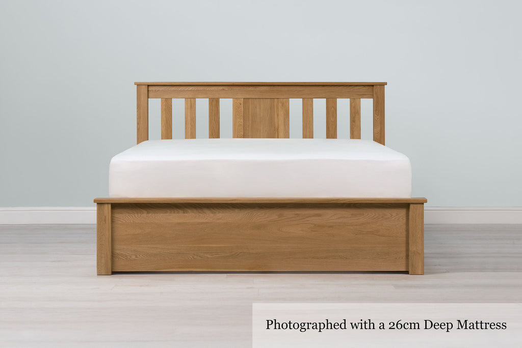 Wimbledon Solid Natural Oak Storage Bed Frame - 4ft6 Double - The Oak Bed Store