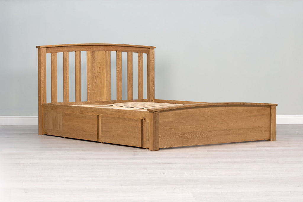 Royal Ascot Solid Natural Oak Storage Bed Frame - 5ft King Size - The Oak Bed Store