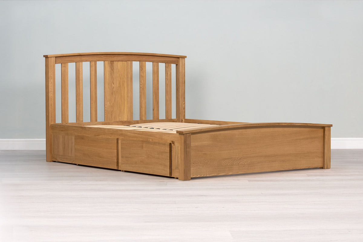 Royal Ascot Solid Natural Oak Storage Bed Frame - 5ft King Size - The Oak Bed Store