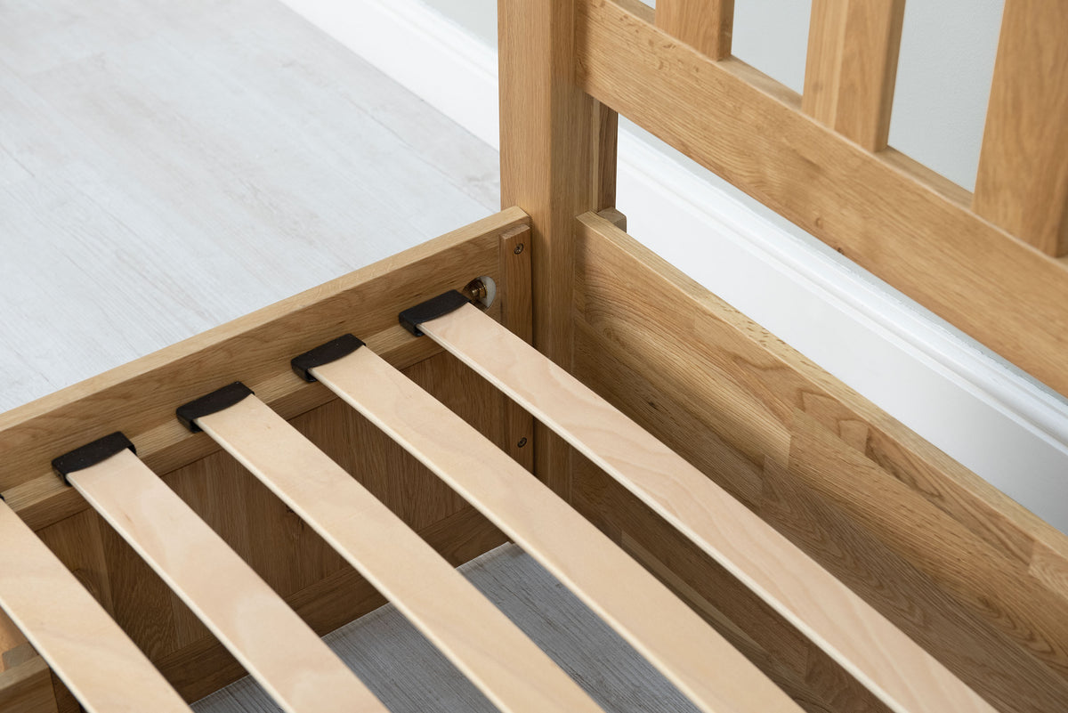 Wimbledon Solid Natural Oak Storage Bed Frame - 4ft6 Double - The Oak Bed Store