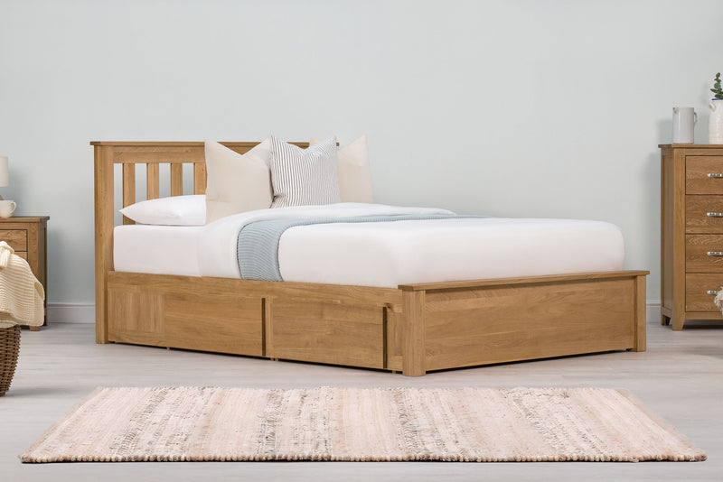 Wimbledon Solid Natural Oak Storage Bed Frame - 5ft King Size - The Oak Bed Store