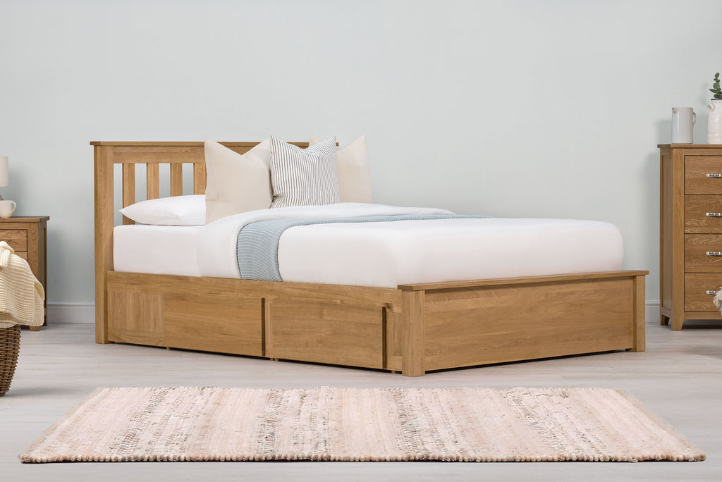 Wimbledon Solid Oak Storage Bed Frame 4ft6 Double