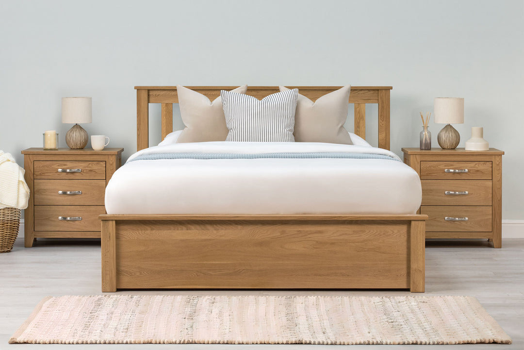 Wimbledon Solid Natural Oak Storage Bed Frame - 5ft King Size - The Oak Bed Store