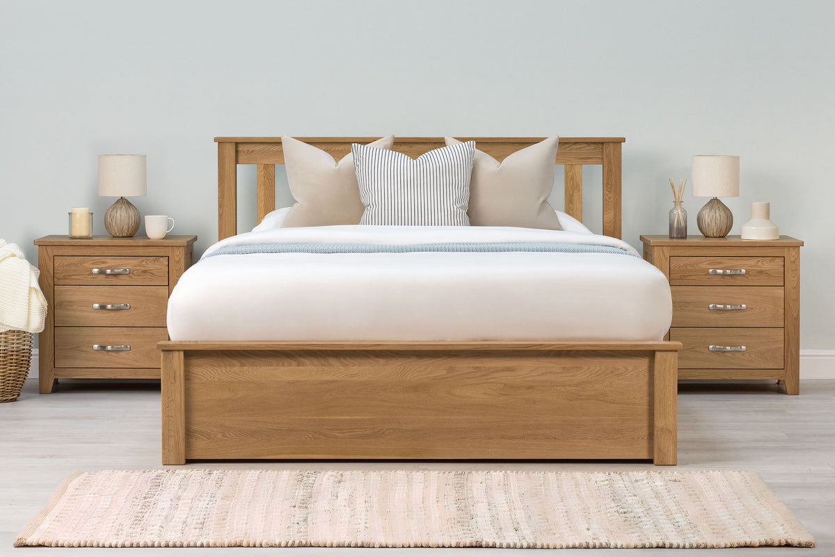 Wimbledon Solid Natural Oak Storage Bed Frame - 5ft King Size - The Oak Bed Store