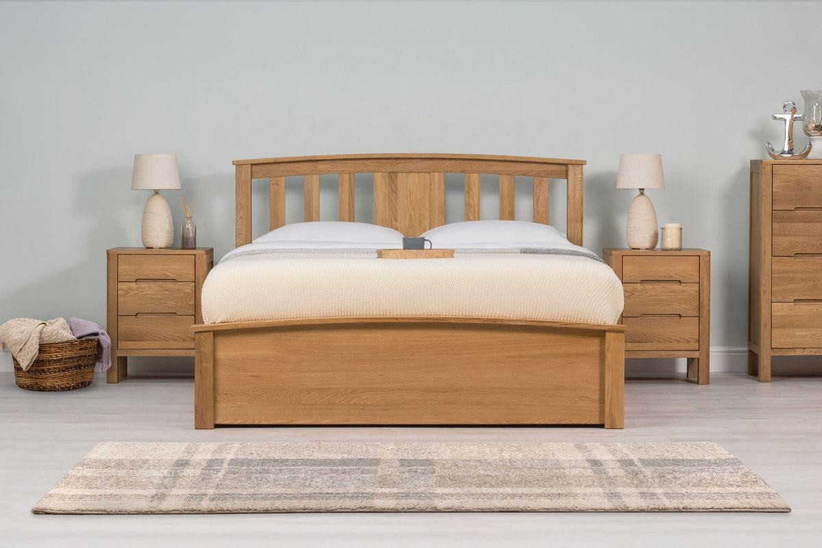 Royal Ascot Solid Natural Oak Storage Bed Frame - 4ft6 Double - The Oak Bed Store
