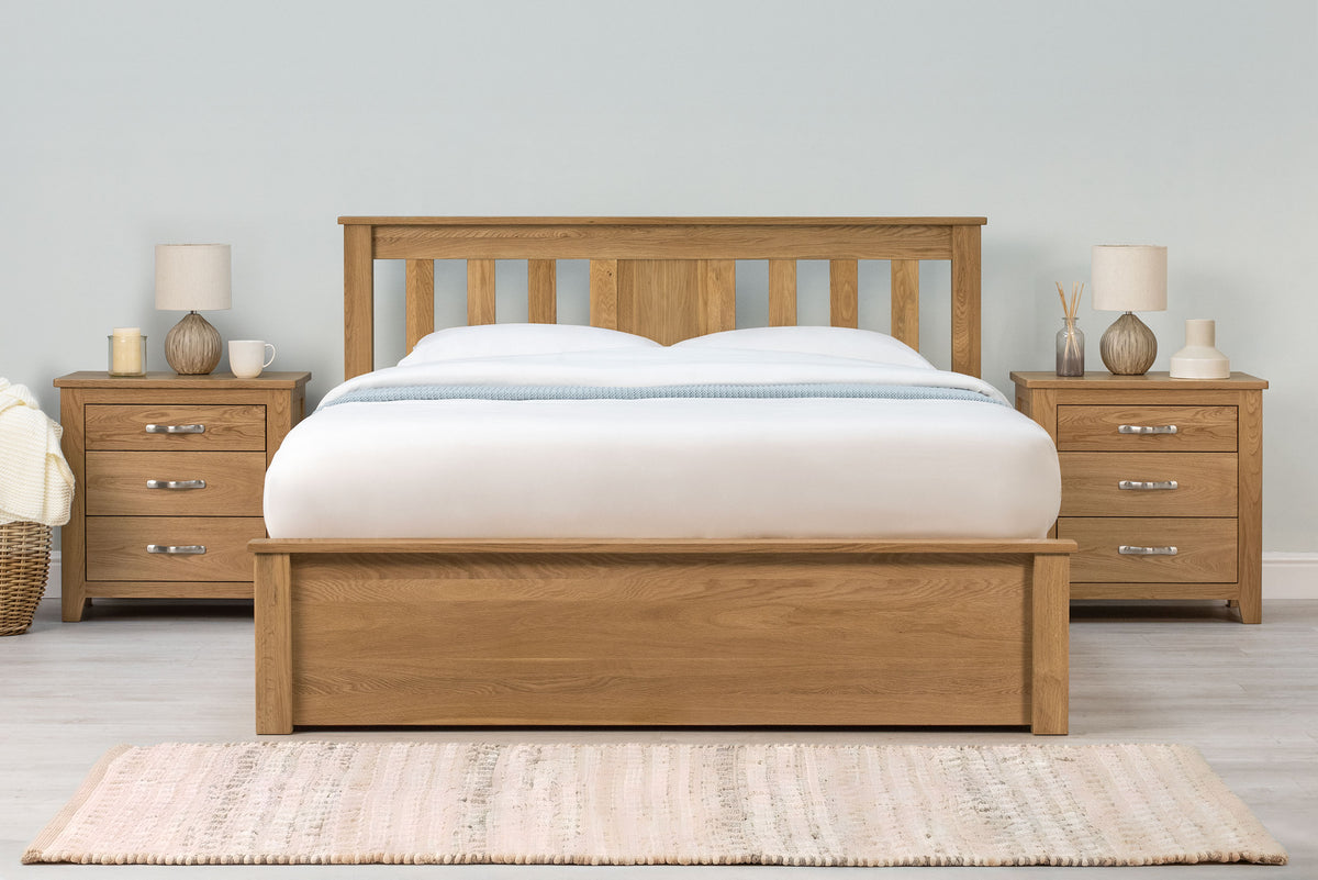 Wimbledon Solid Natural Oak Storage Bed Frame - 5ft King Size - The Oak Bed Store