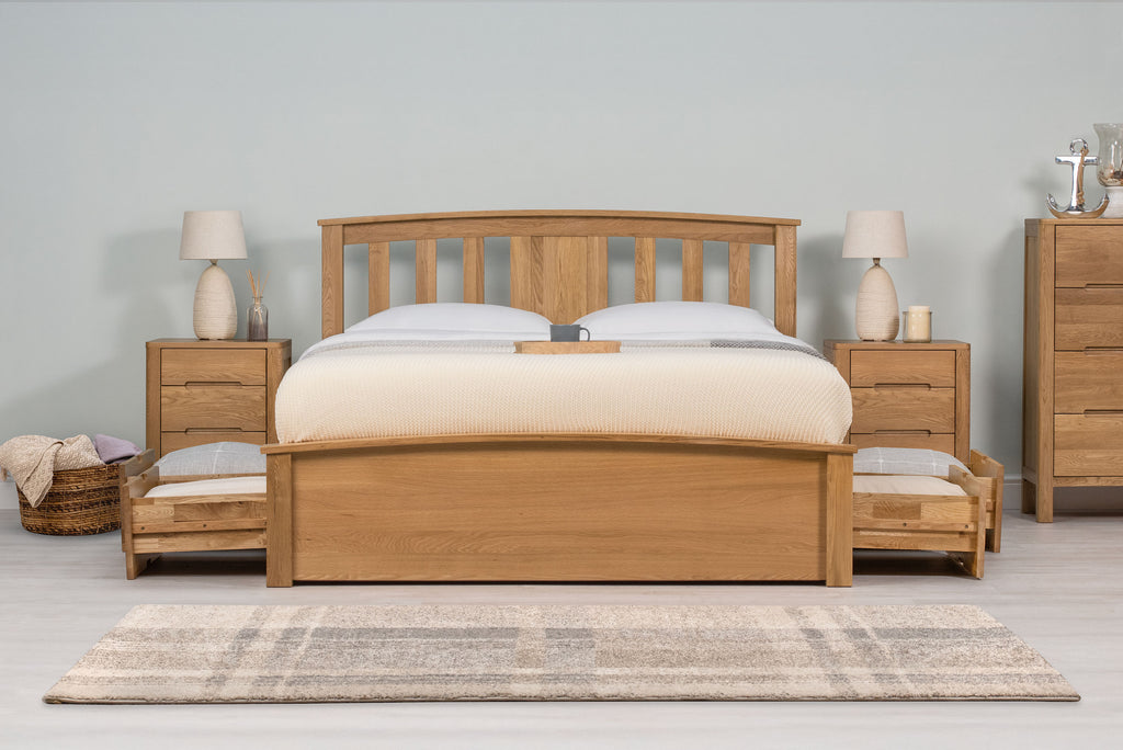 Royal Ascot Solid Natural Oak Storage Bed Frame - 5ft King Size - The Oak Bed Store