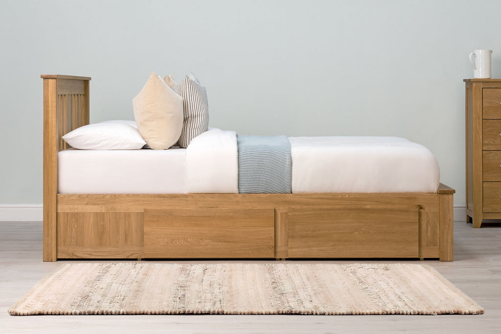 Wimbledon Solid Natural Oak Storage Bed Frame - 4ft6 Double