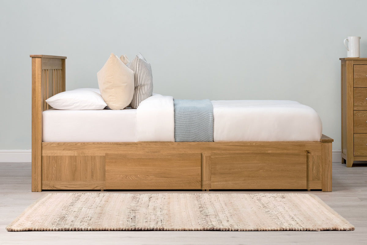 Wimbledon Solid Natural Oak Storage Bed Frame - 4ft6 Double