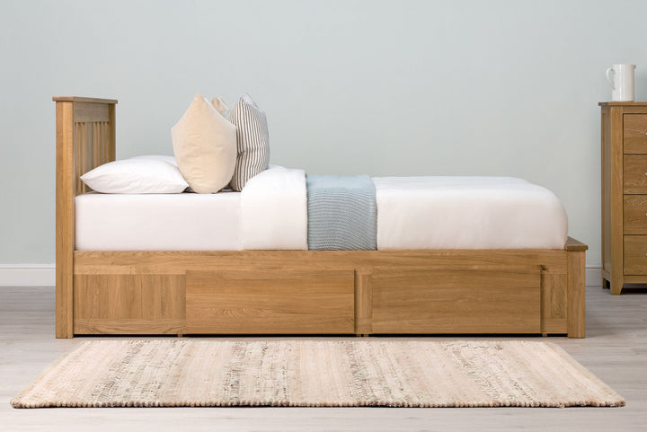 Wimbledon Solid Natural Oak Storage Bed Frame - 5ft King Size - The Oak Bed Store