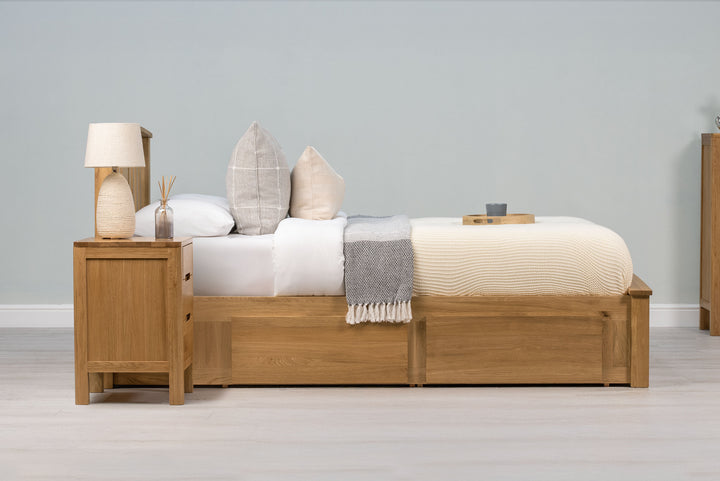Royal Ascot Solid Natural Oak Storage Bed Frame - 4ft6 Double - The Oak Bed Store