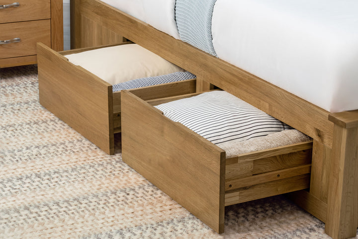 Wimbledon Solid Natural Oak Storage Bed Frame - 5ft King Size - The Oak Bed Store