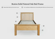 Boston Solid Natural Oak Bed Frame - Low Foot End - 3ft Single
