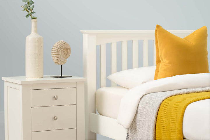 Boston Soft White Solid Wood Bed Frame - 3ft Single