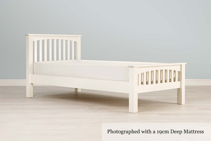 Boston Soft White Solid Wood Bed Frame - 3ft Single