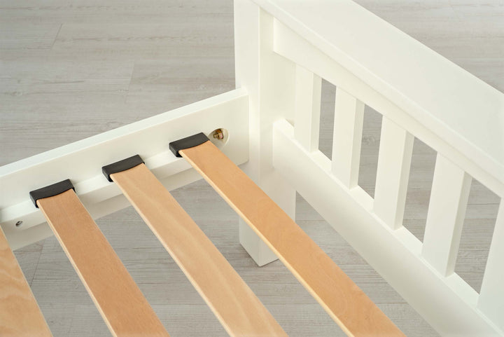 Boston Soft White Solid Wood Bed Frame - 3ft Single