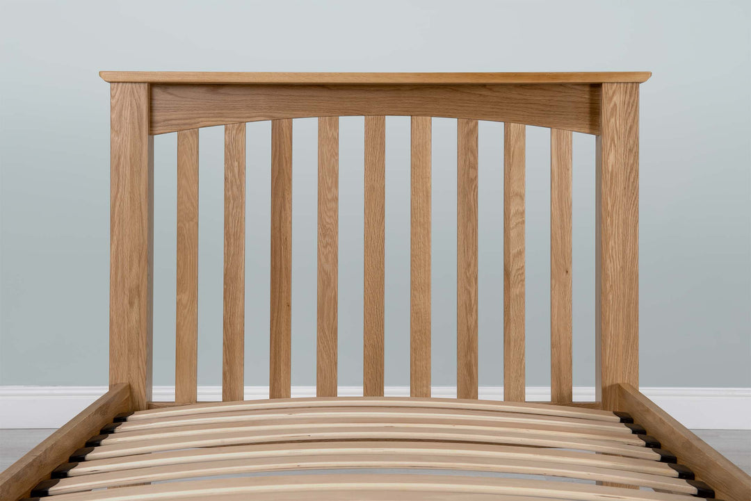 Boston Solid Natural Oak Bed Frame - Low Foot End - 3ft Single