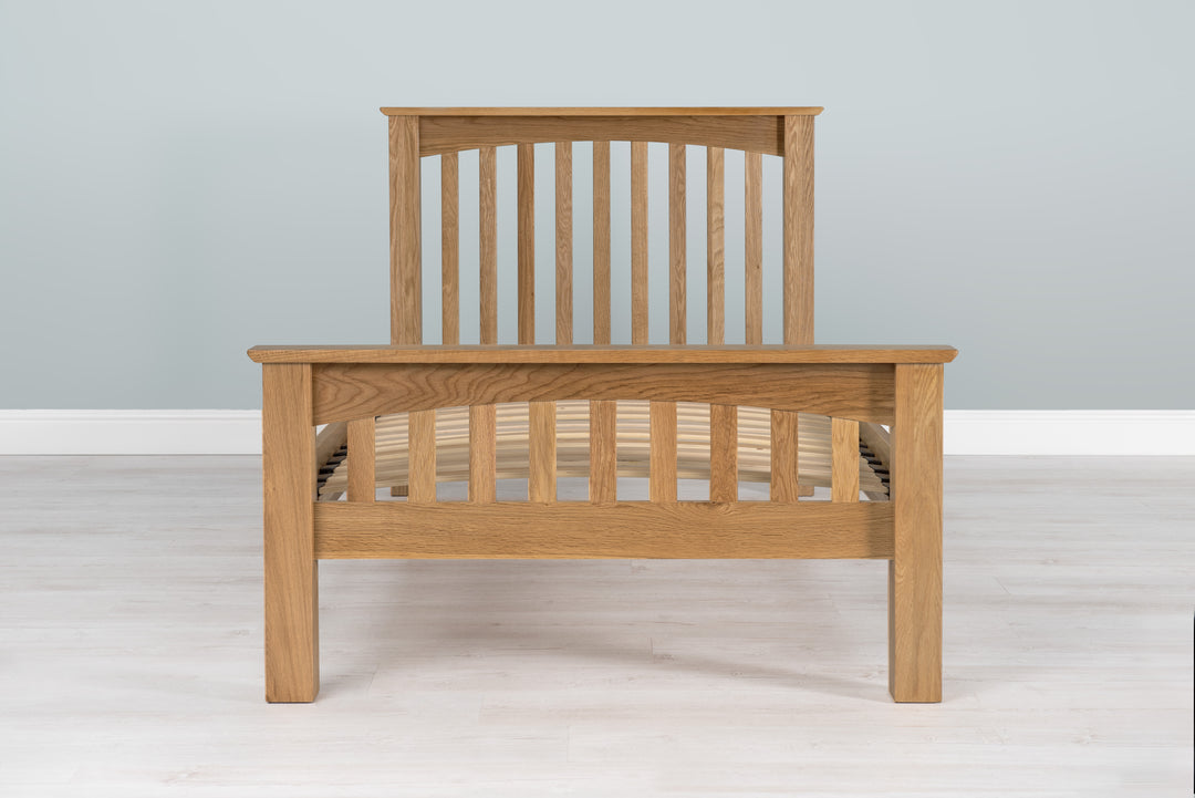 Boston Solid Natural Oak Bed Frame - 3ft Single