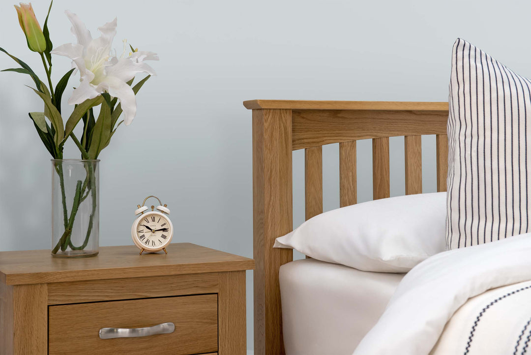 Boston Solid Natural Oak Bed Frame - 3ft Single