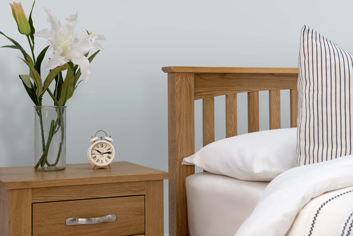 Boston Solid Natural Oak Bed Frame - 3ft Single