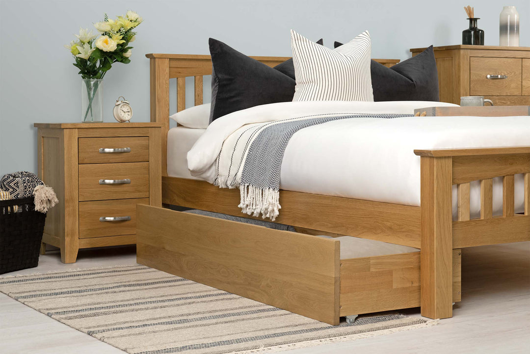 Boston Solid Natural Oak Bed Frame - 4ft6 Double
