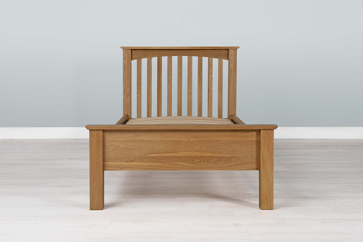Boston Solid Natural Oak Bed Frame - Low Foot End - 3ft Single