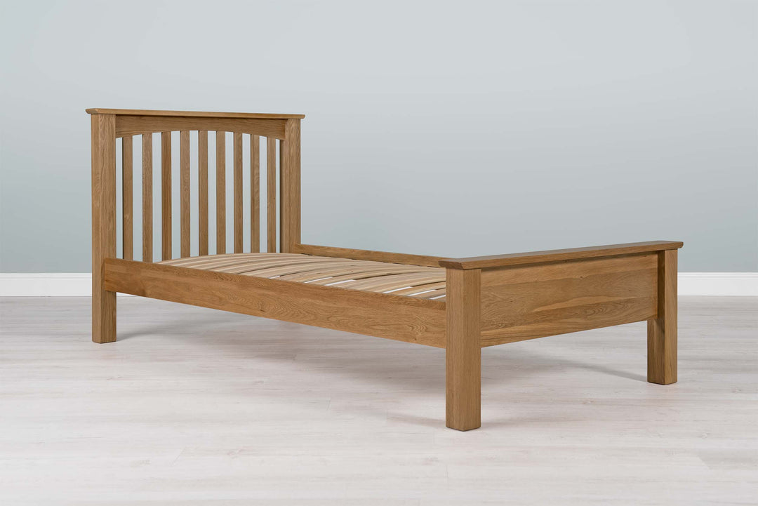 Boston Solid Natural Oak Bed Frame - Low Foot End - 3ft Single